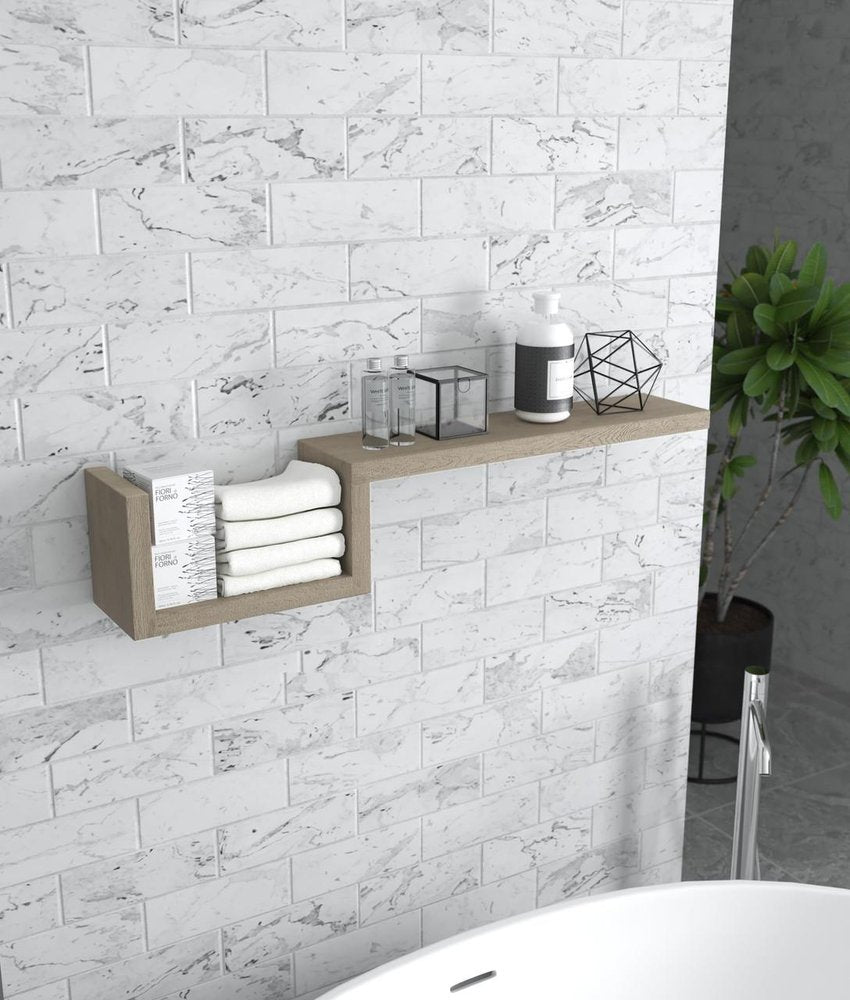 47" Oak Solid Wood Wall Mounted Floating Shelf