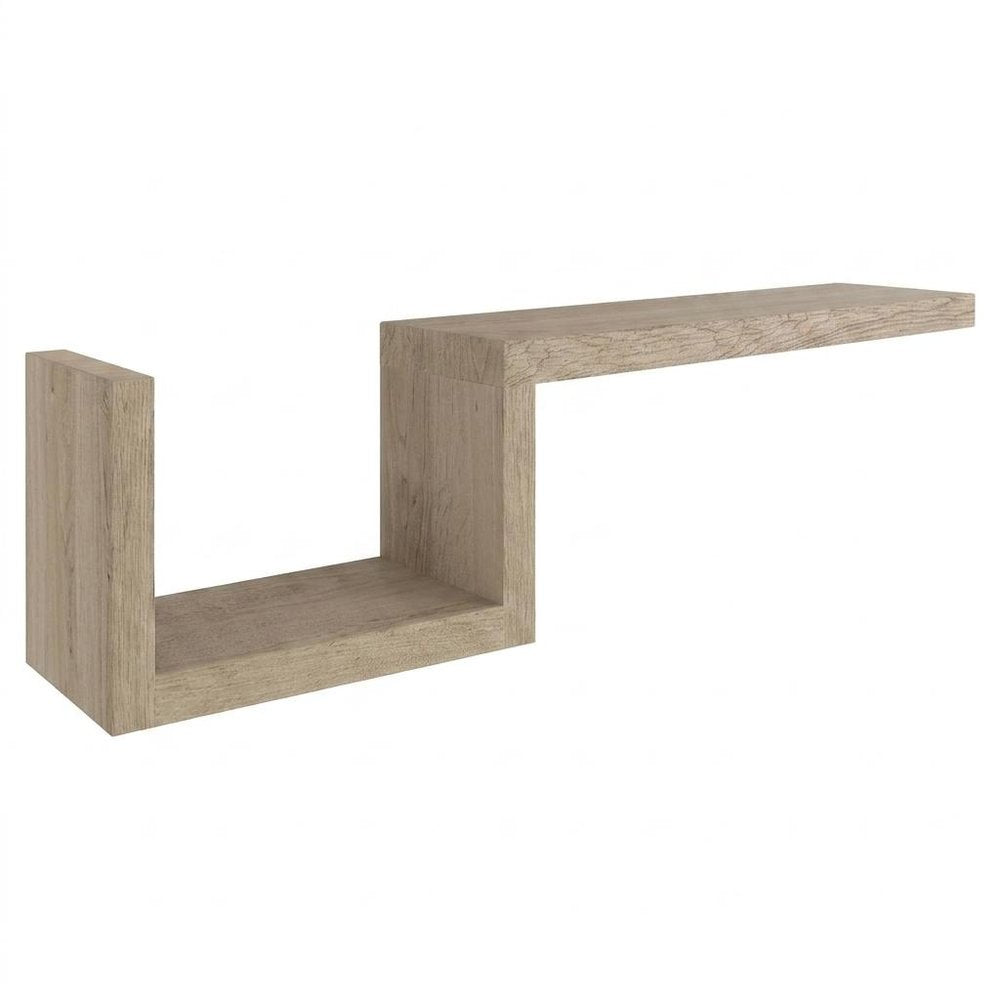 47" Oak Solid Wood Wall Mounted Floating Shelf