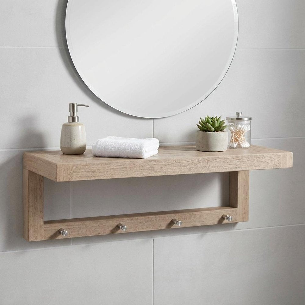 24" Brown Solid Wood Wall Mounted Floating Shelf