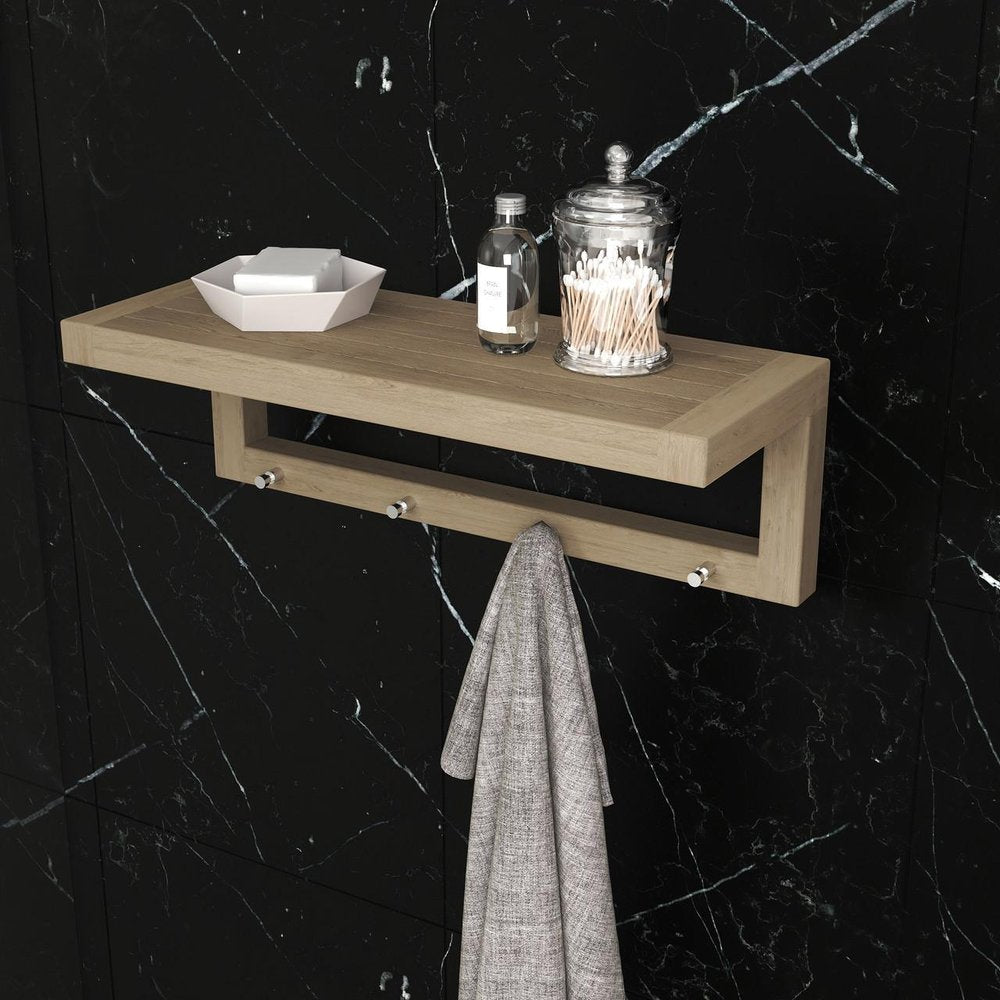 24" Brown Solid Wood Wall Mounted Floating Shelf