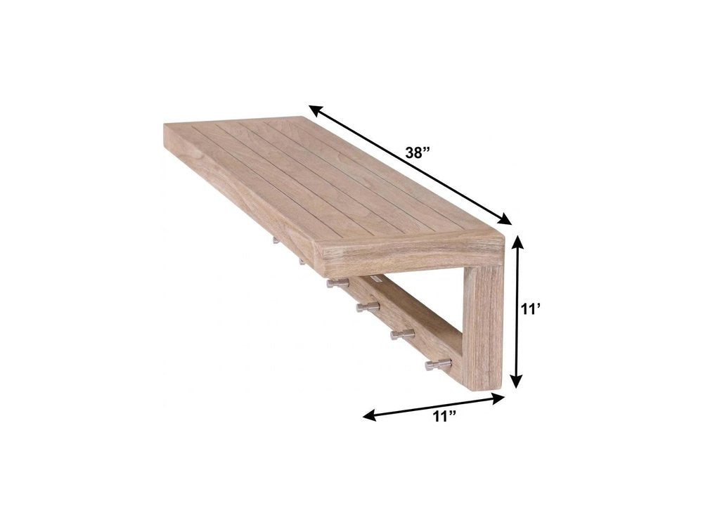 24" Brown Solid Wood Wall Mounted Floating Shelf