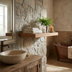 24" Brown Solid Wood Wall Mounted Floating Shelf