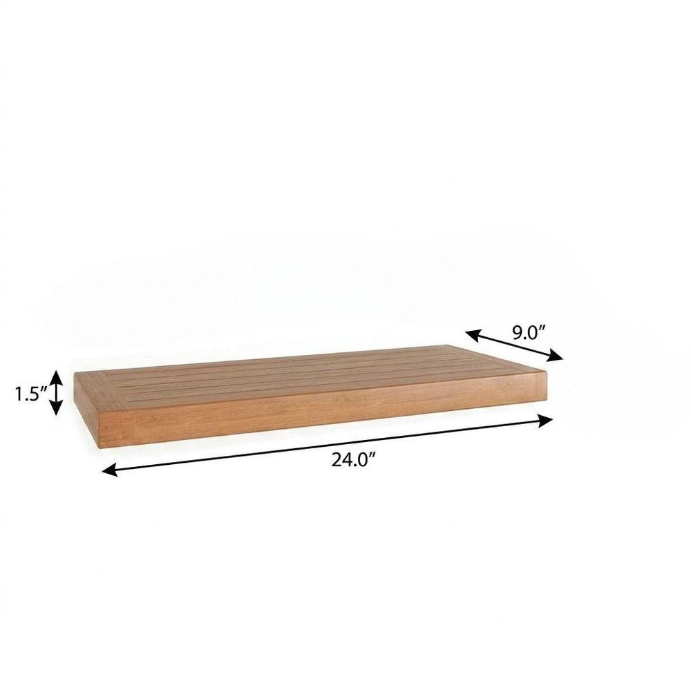 24" Brown Solid Wood Wall Mounted Floating Shelf