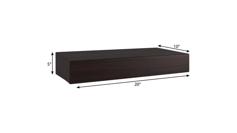 12" Espresso Solid Wood Wall Mounted Floating Shelf