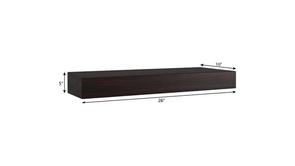 12" Espresso Solid Wood Wall Mounted Floating Shelf