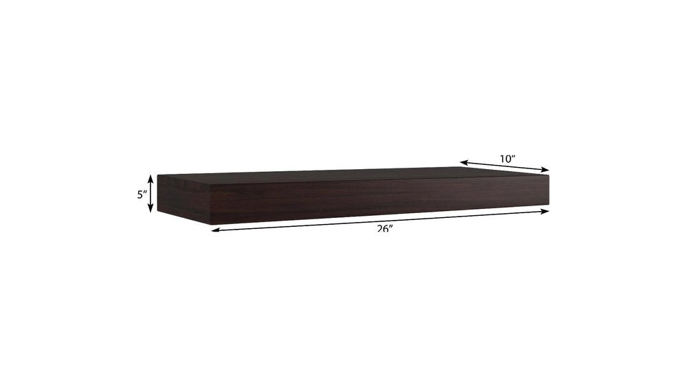 12" Espresso Solid Wood Wall Mounted Floating Shelf