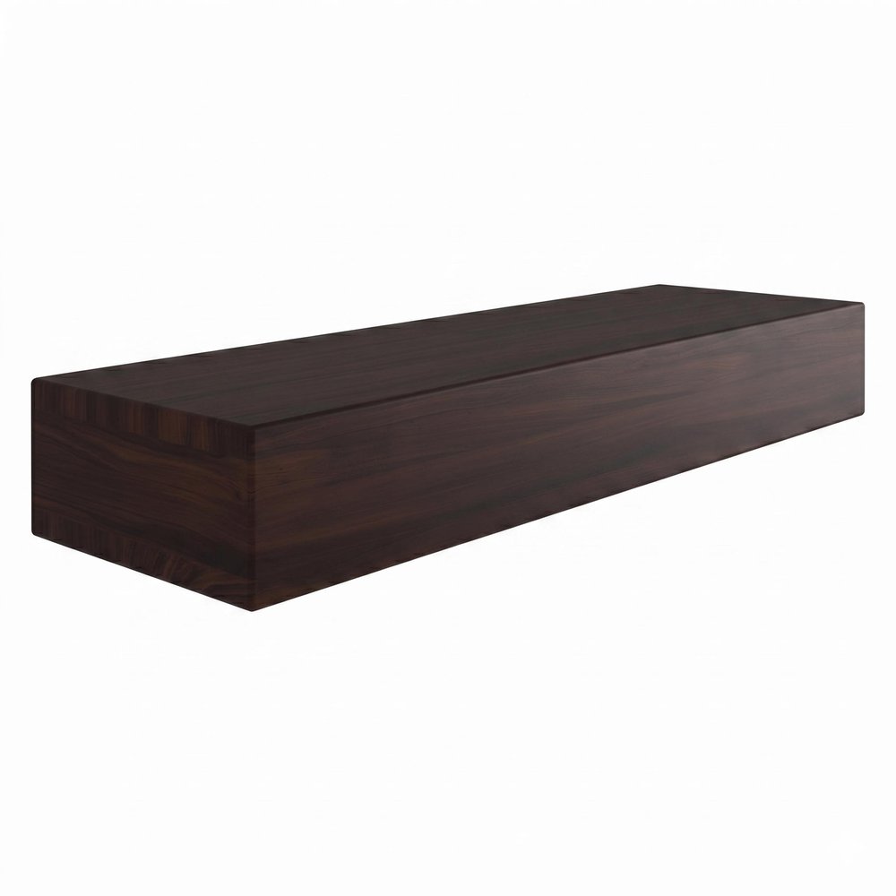 12" Espresso Solid Wood Wall Mounted Floating Shelf