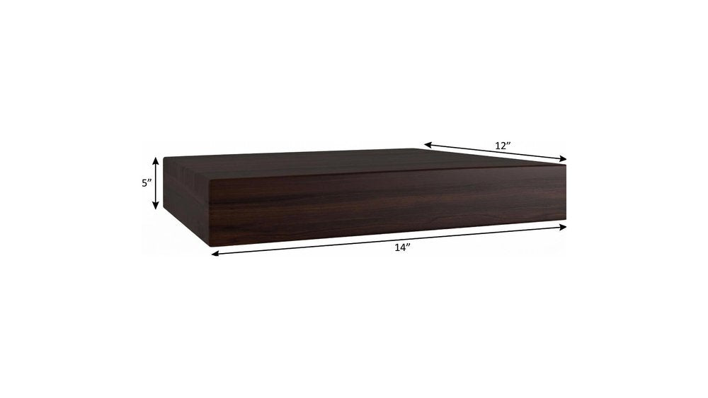 12" Espresso Solid Wood Wall Mounted Floating Shelf