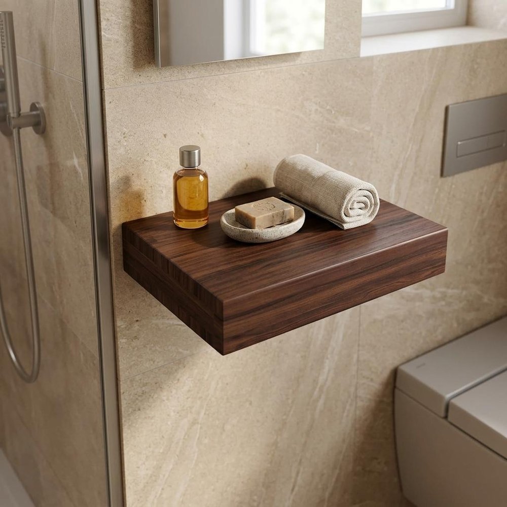12" Espresso Solid Wood Wall Mounted Floating Shelf