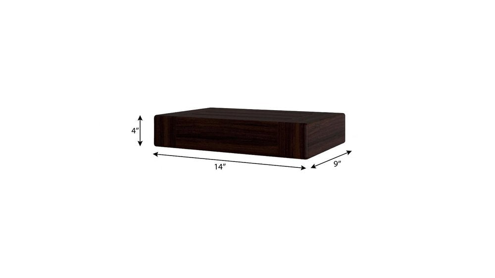 12" Espresso Solid Wood Wall Mounted Floating Shelf