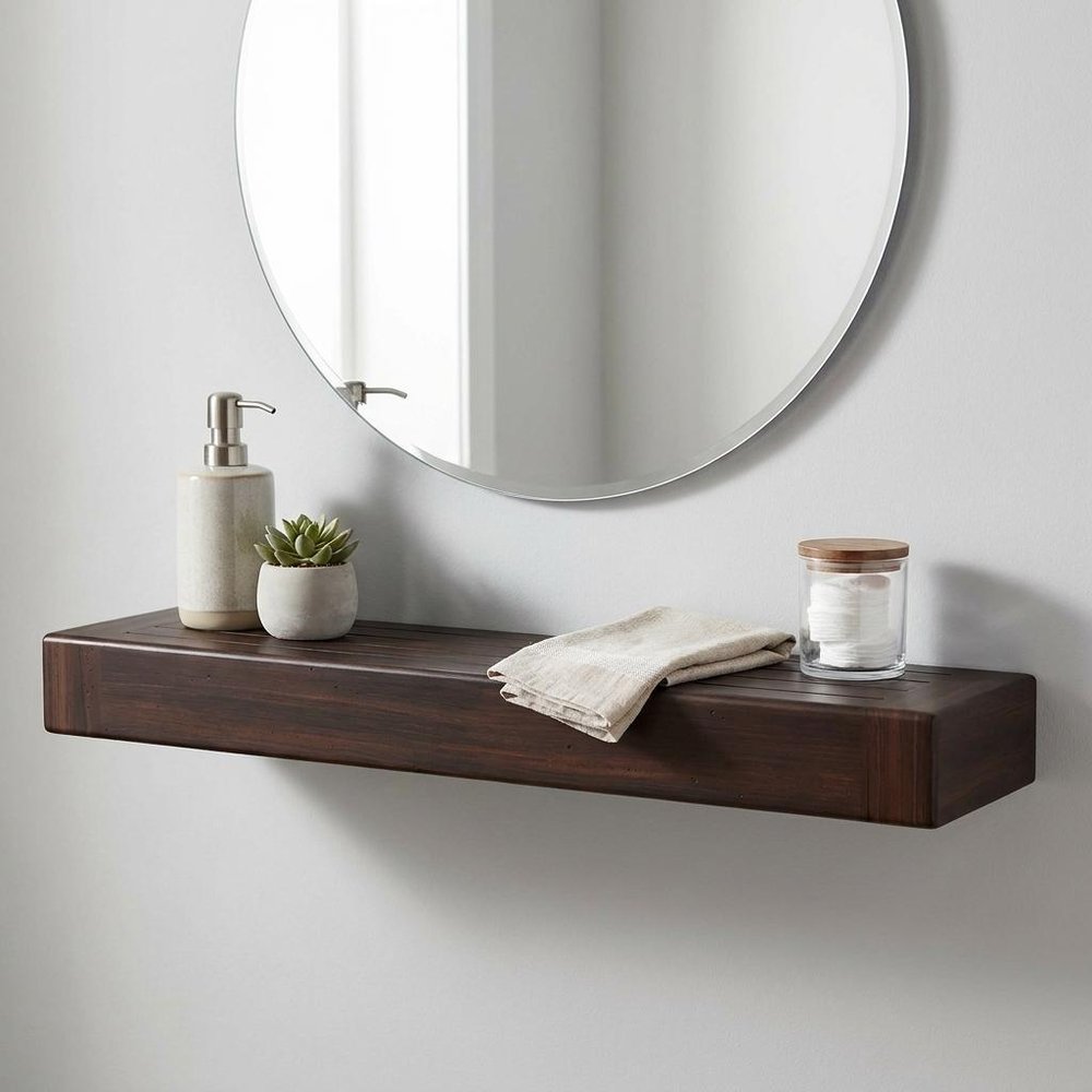 12" Espresso Solid Wood Wall Mounted Floating Shelf