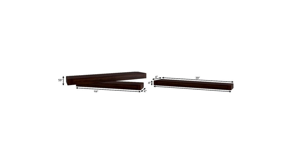 12" Espresso Solid Wood Wall Mounted Floating Shelf