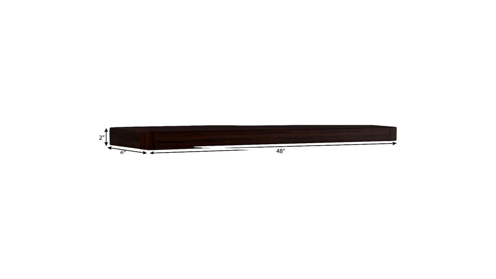 12" Espresso Solid Wood Wall Mounted Floating Shelf