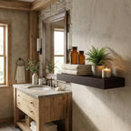 12" Espresso Solid Wood Wall Mounted Floating Shelf