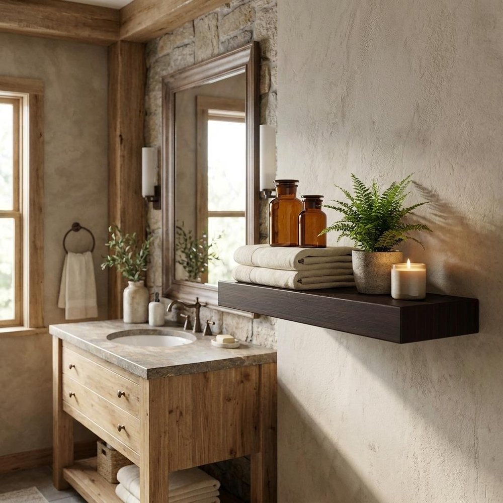 12" Espresso Solid Wood Wall Mounted Floating Shelf