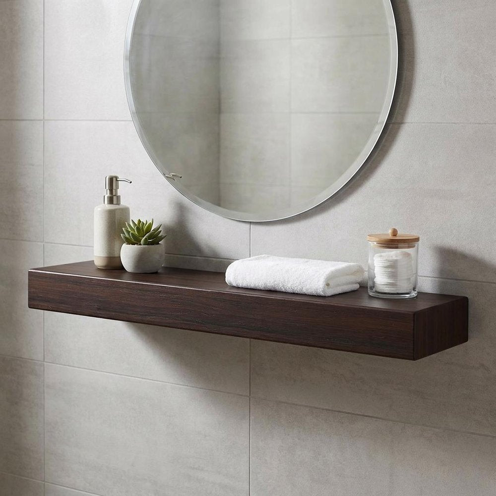 12" Espresso Solid Wood Wall Mounted Floating Shelf