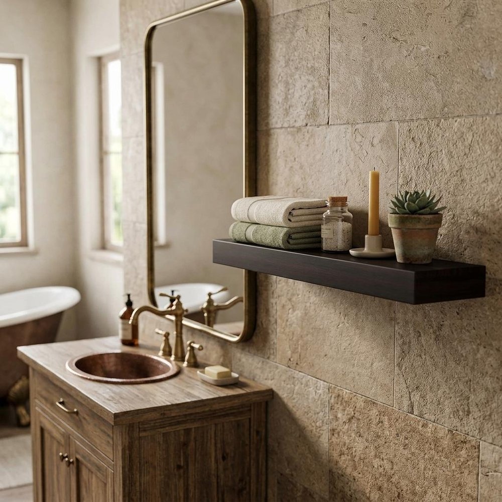12" Espresso Solid Wood Wall Mounted Floating Shelf