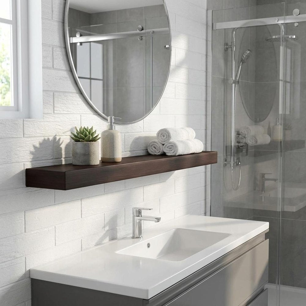 12" Espresso Solid Wood Wall Mounted Floating Shelf