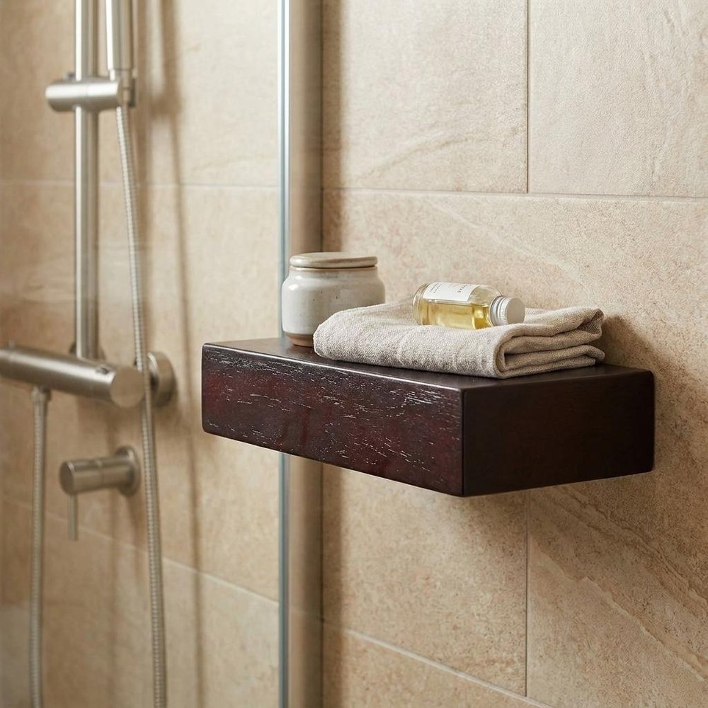 12" Espresso Solid Wood Wall Mounted Floating Shelf