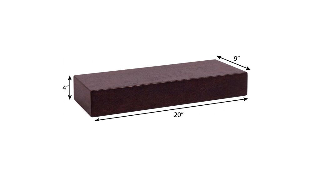 12" Espresso Solid Wood Wall Mounted Floating Shelf