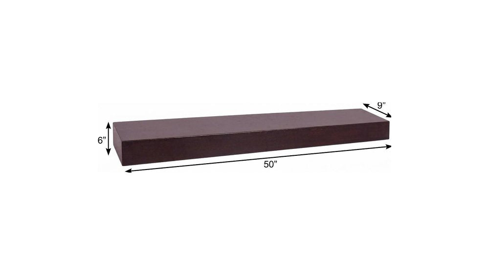12" Espresso Solid Wood Wall Mounted Floating Shelf