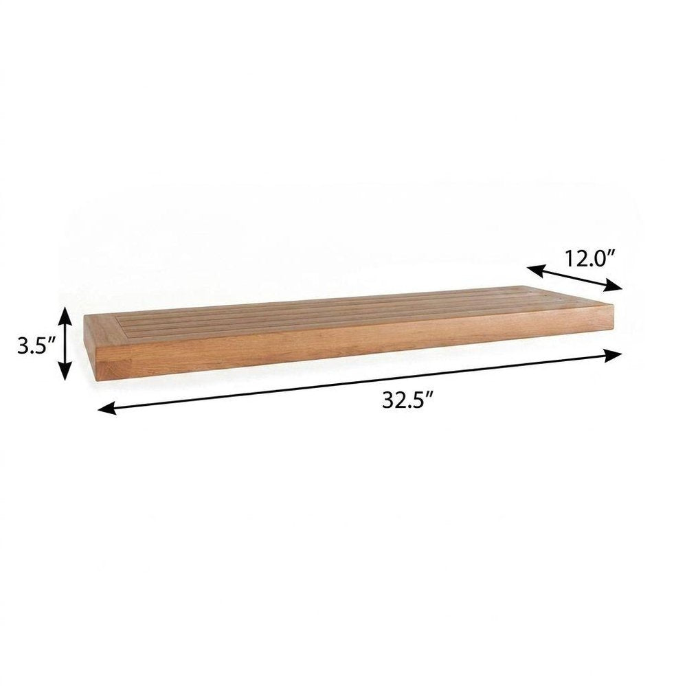 30" Brown Solid Wood Wall Mounted Floating Shelf