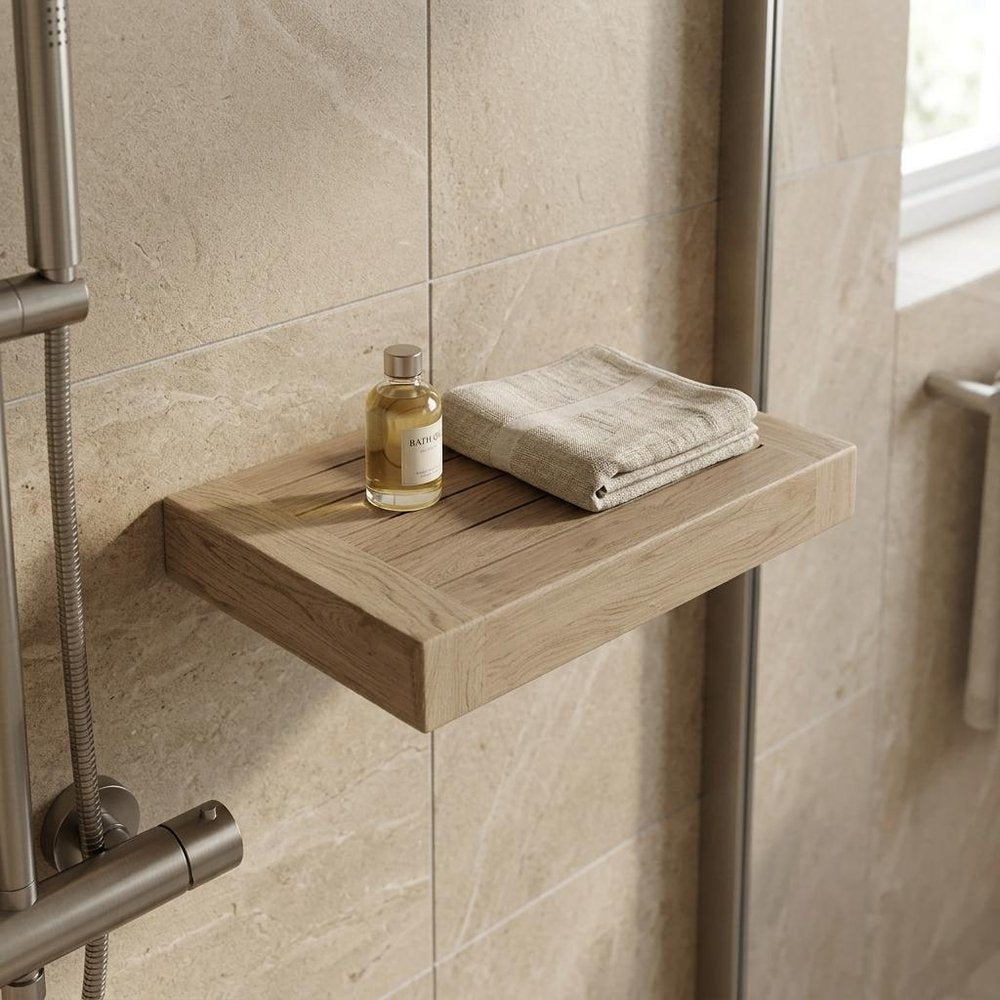 12" Brown Solid Wood Wall Mounted Floating Shelf