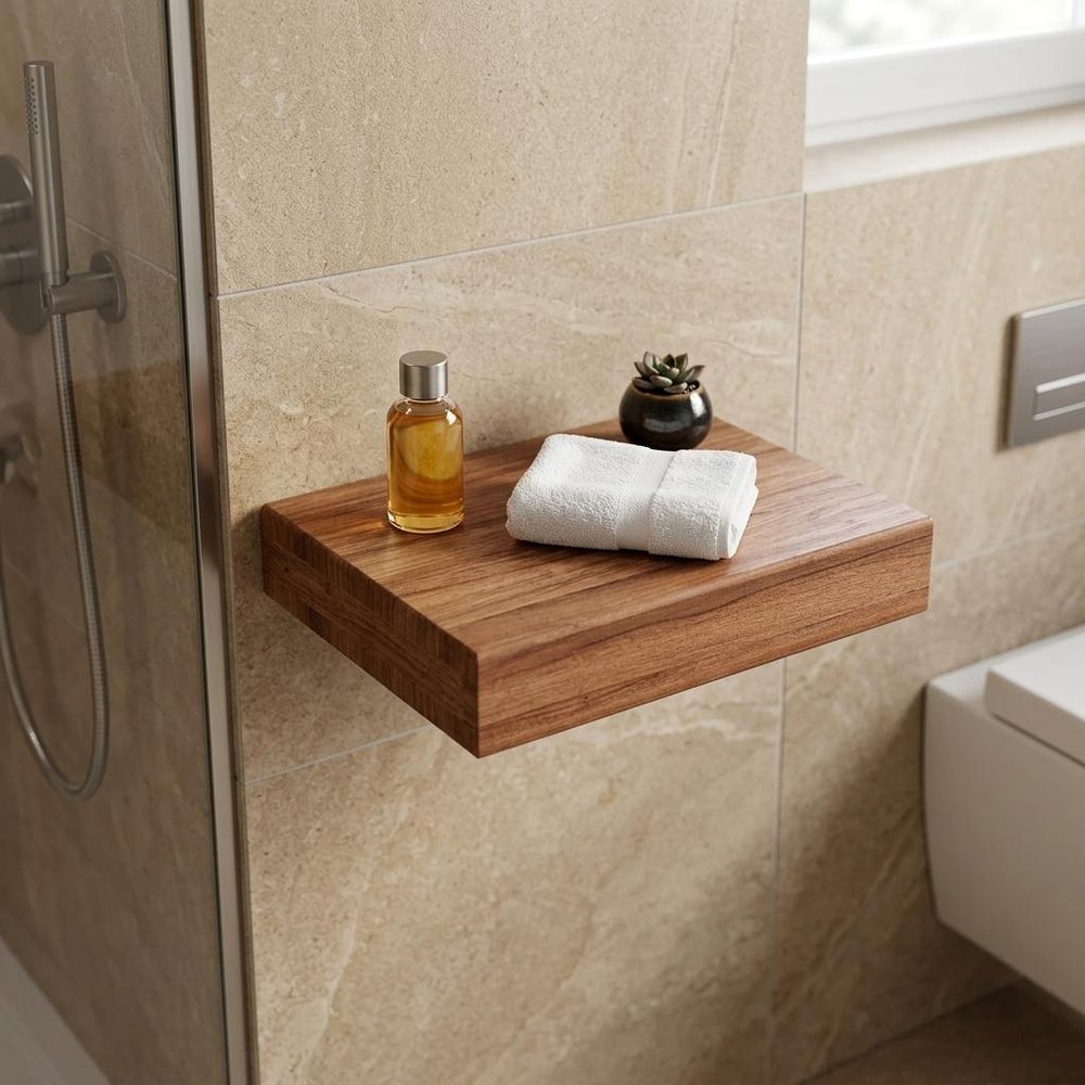 24" Brown Solid Wood Wall Mounted Floating Shelf