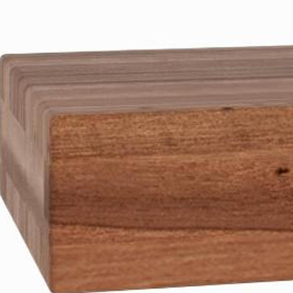 24" Brown Solid Wood Wall Mounted Floating Shelf