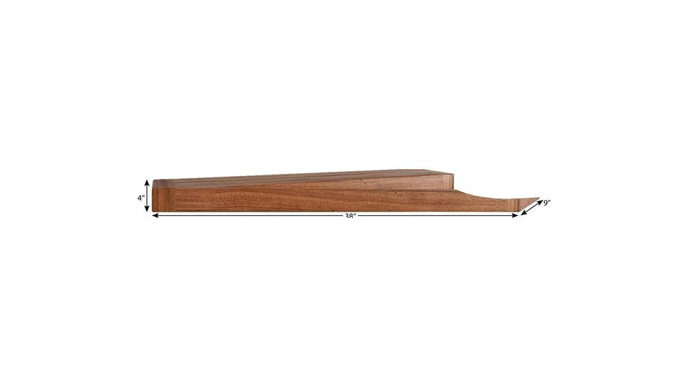36" Brown Solid Wood Wall Mounted Floating Shelf