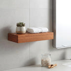 12" Brown Solid Wood Wall Mounted Floating Shelf