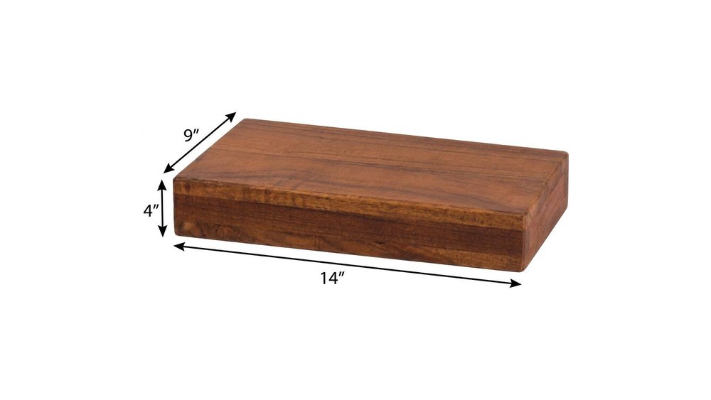 12" Brown Solid Wood Wall Mounted Floating Shelf