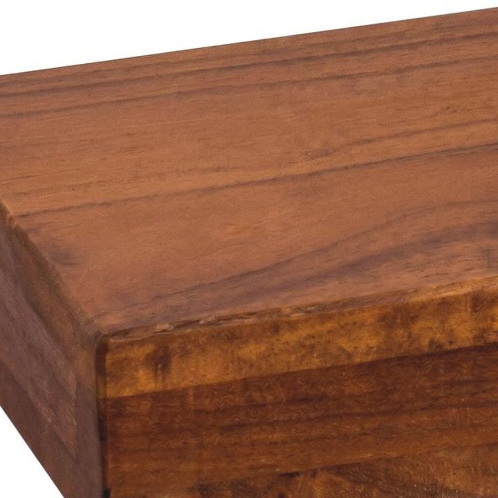 12" Brown Solid Wood Wall Mounted Floating Shelf