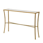 48" Clear and Antiqued Gold Glass and Iron Console Table