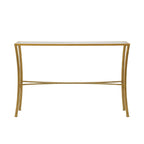 48" Clear and Antiqued Gold Glass and Iron Console Table