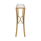 48" Clear and Antiqued Gold Glass and Iron Console Table