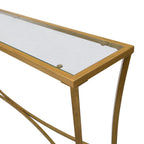 48" Clear and Antiqued Gold Glass and Iron Console Table