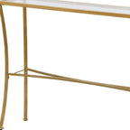 48" Clear and Antiqued Gold Glass and Iron Console Table
