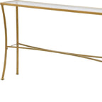 48" Clear and Antiqued Gold Glass and Iron Console Table