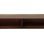 42" Chestnut and Black Solid Wood and Iron Console Table With Shelf