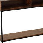 42" Chestnut and Black Solid Wood and Iron Console Table With Shelf