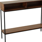 42" Chestnut and Black Solid Wood and Iron Console Table With Shelf