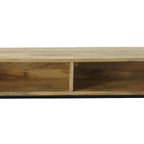 42" Natural and Black Solid Wood and Iron Console Table With Shelf
