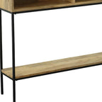 42" Natural and Black Solid Wood and Iron Console Table With Shelf