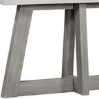 57" White and Gray Concrete and Solid Wood Trestle Console Table