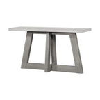 57" White and Gray Concrete and Solid Wood Trestle Console Table