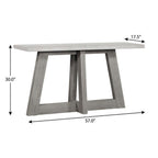 57" White and Gray Concrete and Solid Wood Trestle Console Table