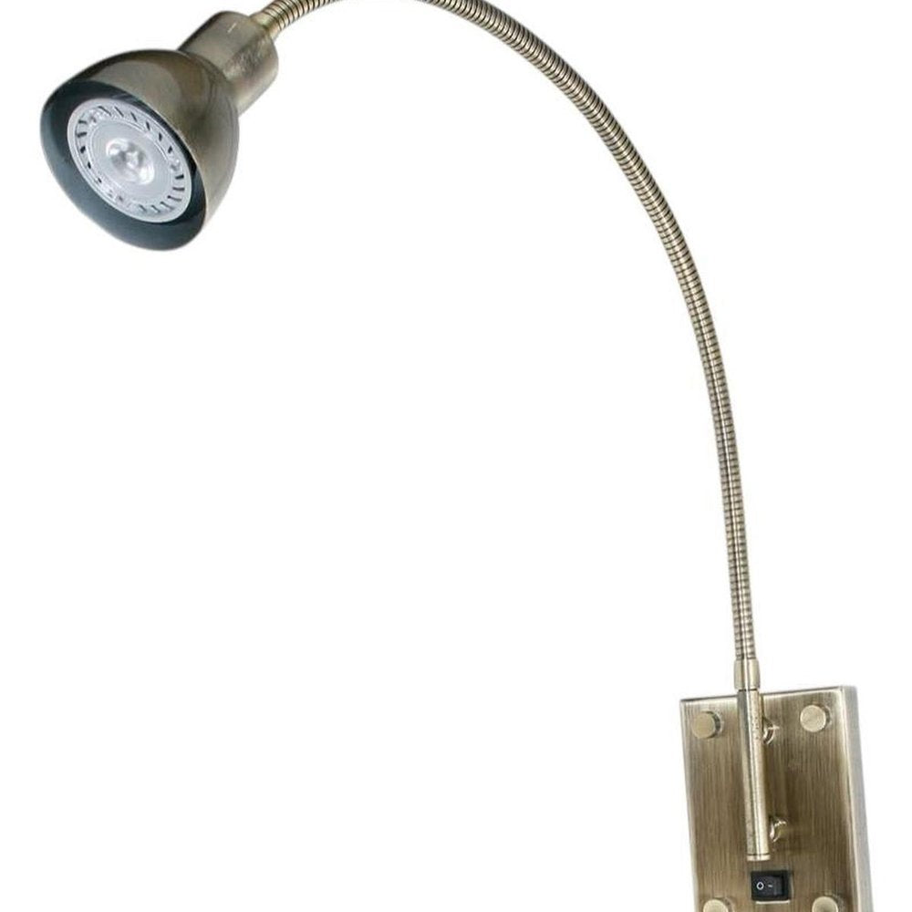 30" Antiqued Brass Metal Spotlight Wall Sconce