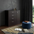 Set Of Two 31" Brown Wood Four Drawer Combo Dresser