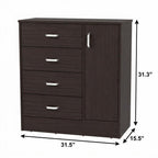 Set Of Two 31" Brown Wood Four Drawer Combo Dresser